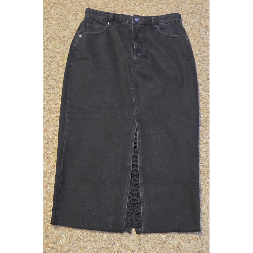 Industry Republic Clothing Denim Maxi Skirt Womens Size 6 Front Slit Lace Up